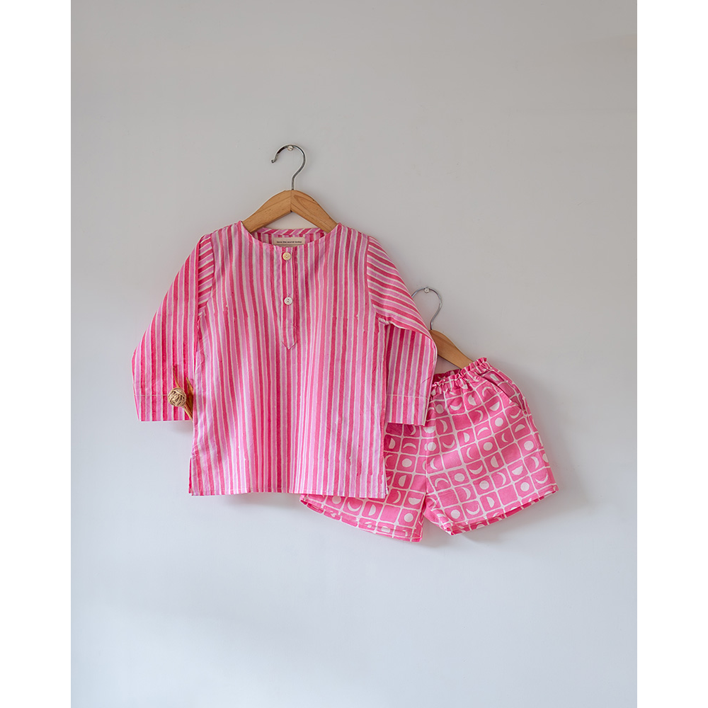 Love The World Today Sleepover Party - Kurta & Shorts Set - Pink