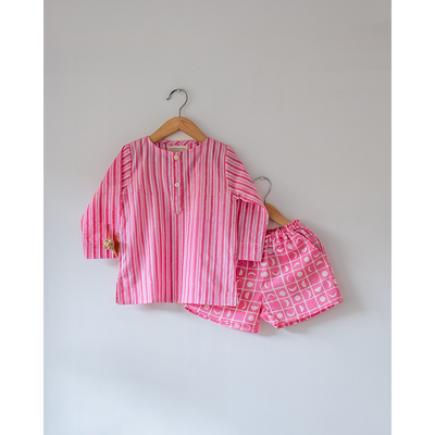 Love The World Today Sleepover Party - Kurta & Shorts Set - Pink