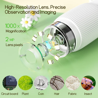 Kids premium digital microscope, 1000x magnification, 2 MP LENS