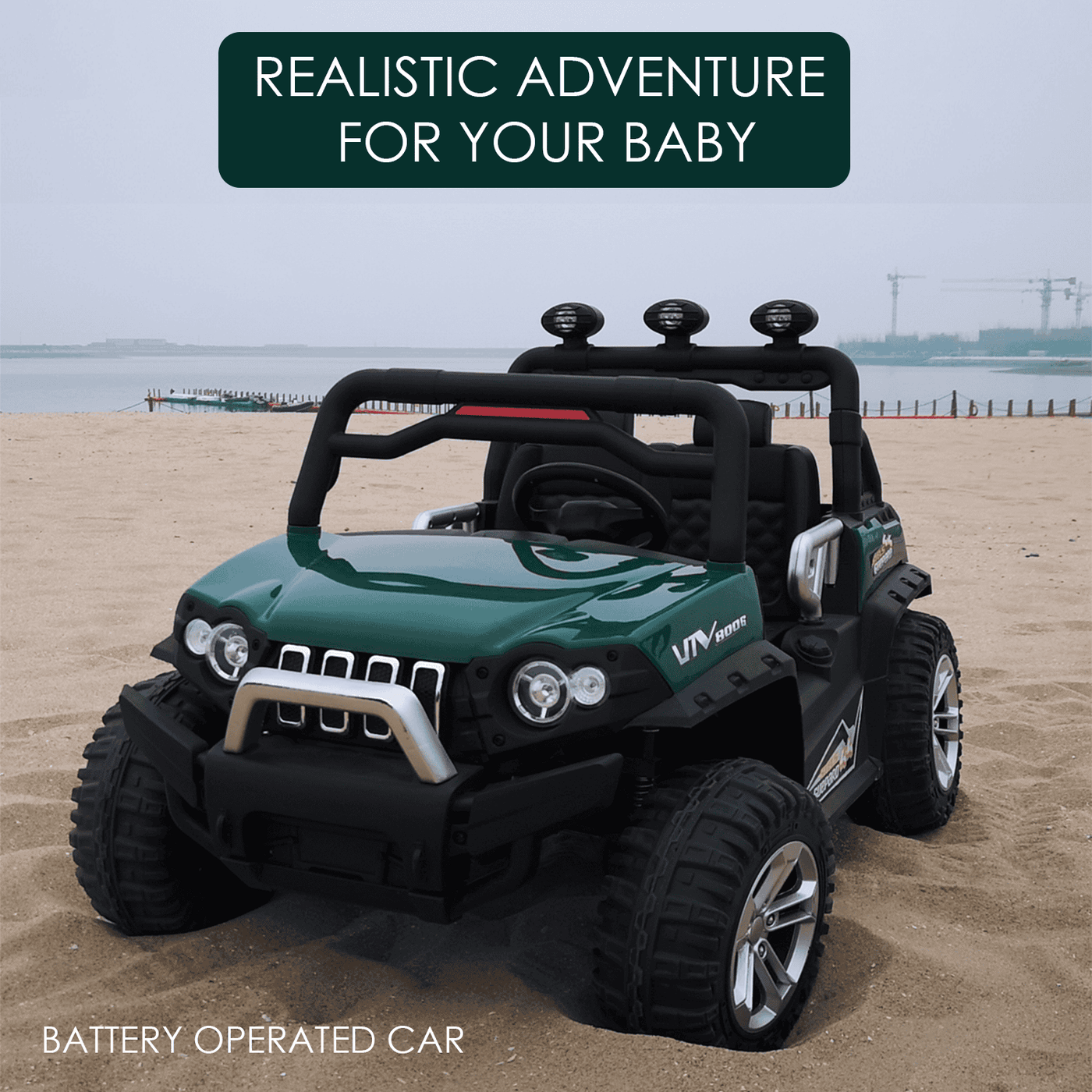 Baby Moo Wrangler 4X4 Battery Operated Electric Ride On Jeep With Rechargeable 12V Battery, Remote Control - Green