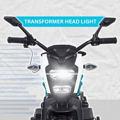 Baby Moo Electric Ride-on Bike for Kids | Battery-Powered Toy with LED Lights, Music, and USB Port | Battery Operated Bike - Blue