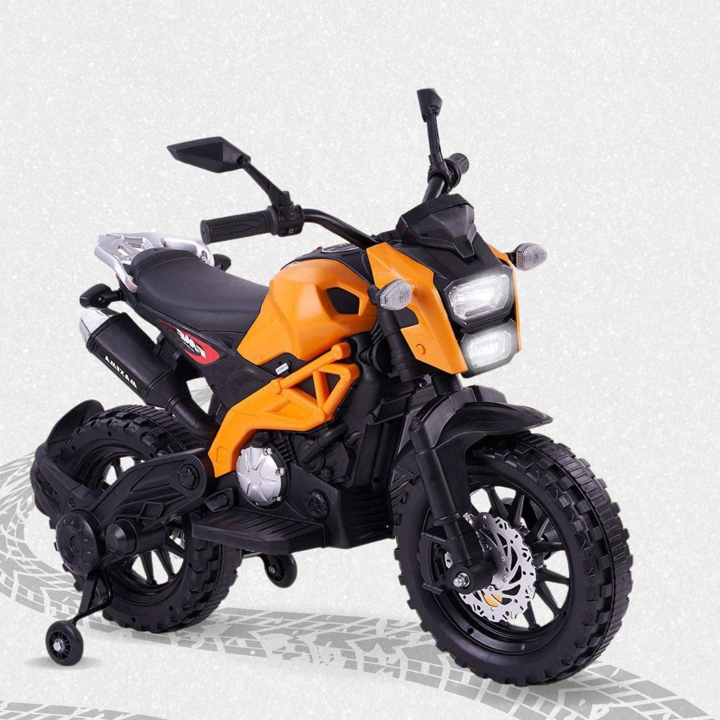 Baby Moo Electric Ride-on Bike for Kids | Battery-Powered Toy with LED Lights, Music, and USB Port | Battery Operated Bike - Orange