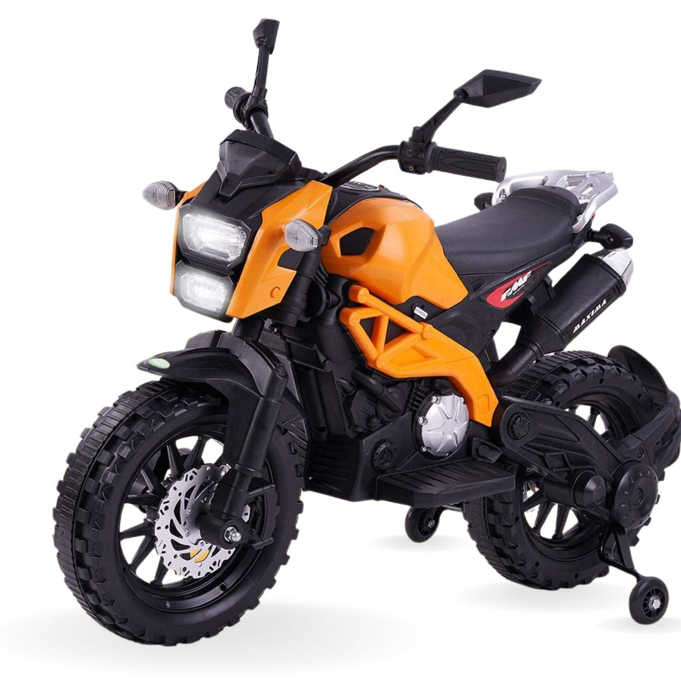 Baby Moo Electric Ride-on Bike for Kids | Battery-Powered Toy with LED Lights, Music, and USB Port | Battery Operated Bike - Orange