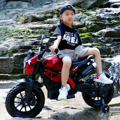 Baby Moo Electric Ride-on Bike for Kids | Battery-Powered Toy with LED Lights, Music, and USB Port | Battery Operated Bike - Red