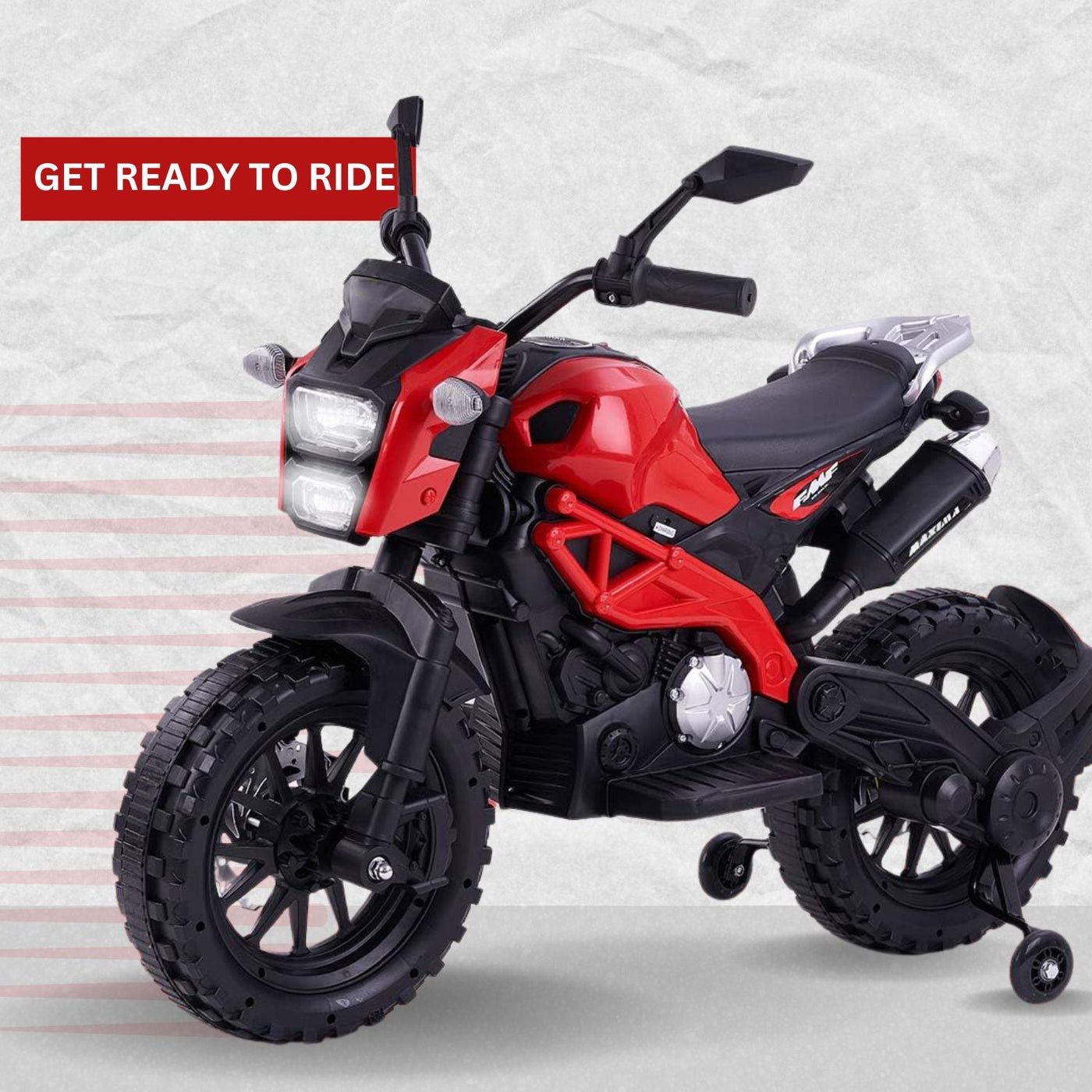 Baby Moo Electric Ride-on Bike for Kids | Battery-Powered Toy with LED Lights, Music, and USB Port | Battery Operated Bike - Red