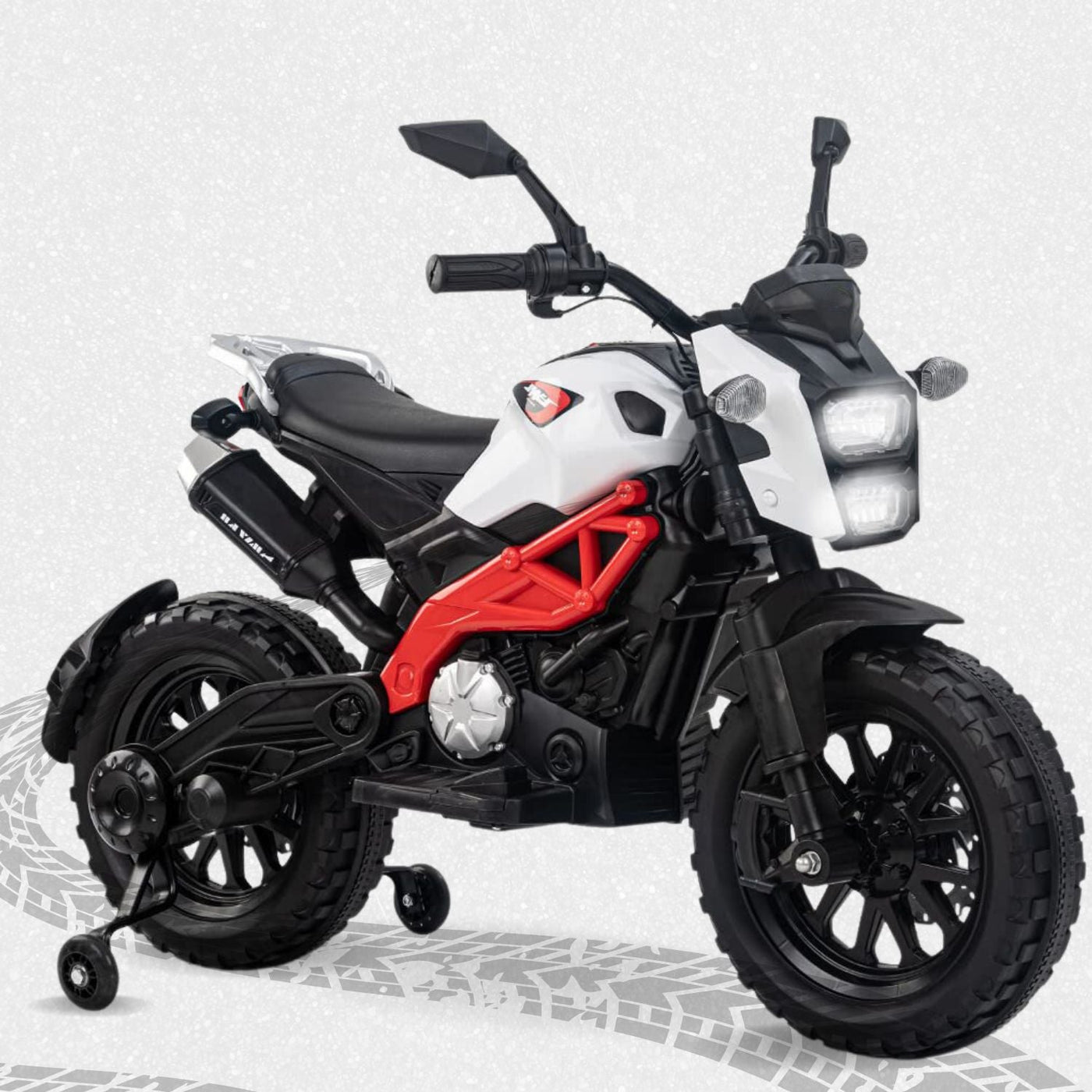 Baby Moo Electric Ride-on Bike for Kids | Battery-Powered Toy with LED Lights, Music, and USB Port | Battery Operated Bike - White
