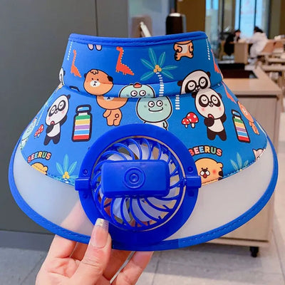 Stay Cool and Stylish with our Animal-Themed Summer Sun Visor Cap: Adjustable Strap and Built-in Fan