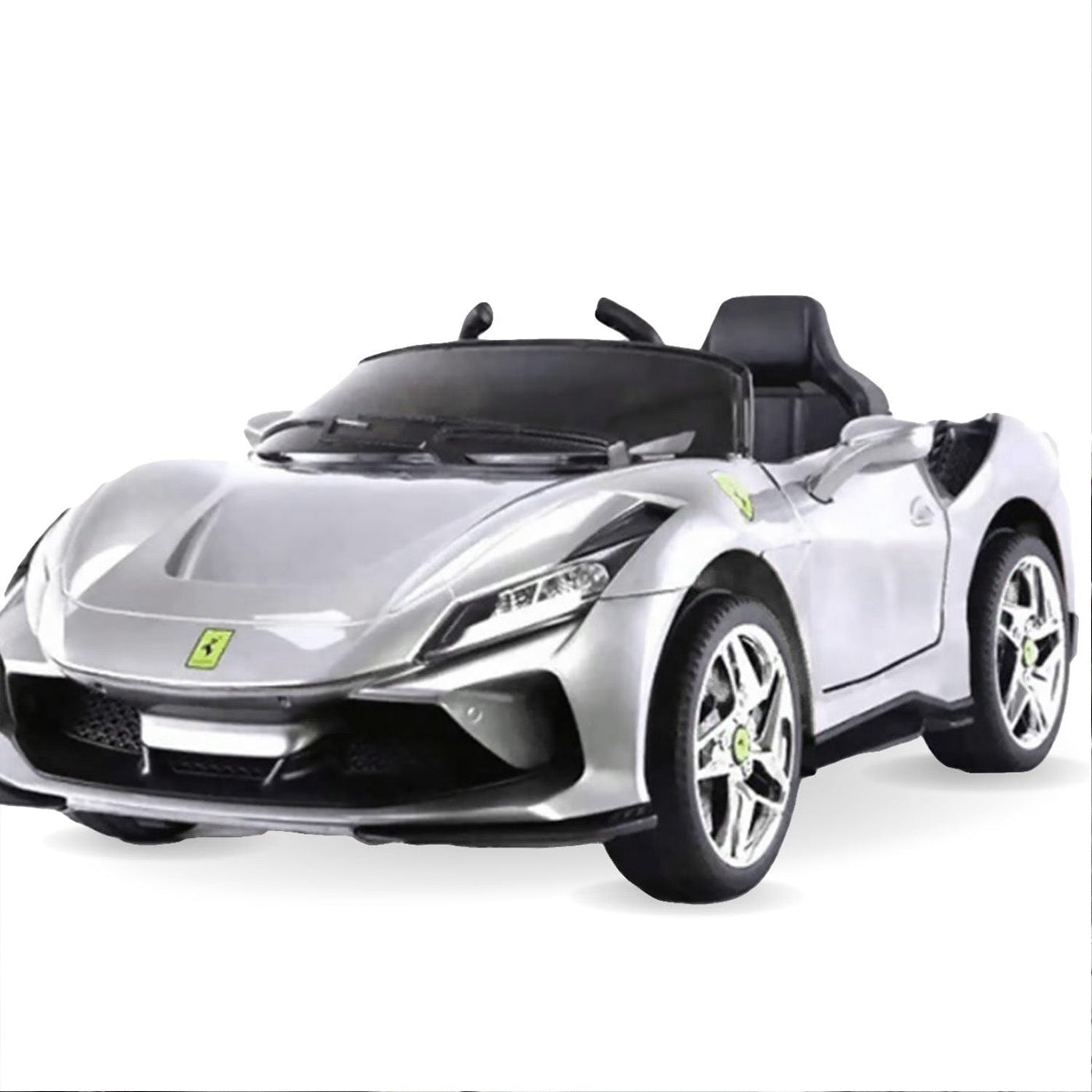 Baby Moo Ferrari F8 12V Battery Operated Ride On Car for Kids | Remote Control | Rechargeable Battery | USB MP3 Player | Ages 1-6 - Silver
