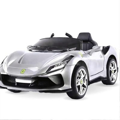 Baby Moo Ferrari F8 12V Battery Operated Ride On Car for Kids | Remote Control | Rechargeable Battery | USB MP3 Player | Ages 1-6 - Silver