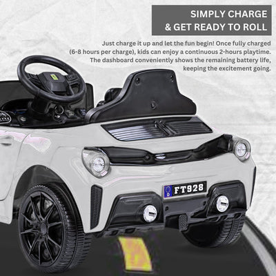 Baby Moo Ferrari F8 12V Battery Operated Ride On Car for Kids | Remote Control | Rechargeable Battery | USB MP3 Player | Ages 1-6 - Silver
