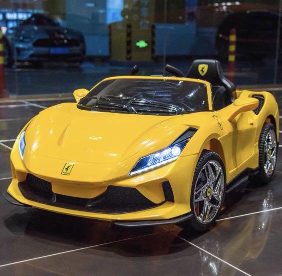 Baby Moo Ferrari F8 12V Battery Operated Ride On Car for Kids | Remote Control | Rechargeable Battery | USB MP3 Player | Ages 1-6 - Yellow