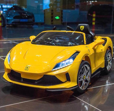 Baby Moo Ferrari F8 12V Battery Operated Ride On Car for Kids | Remote Control | Rechargeable Battery | USB MP3 Player | Ages 1-6 - Yellow
