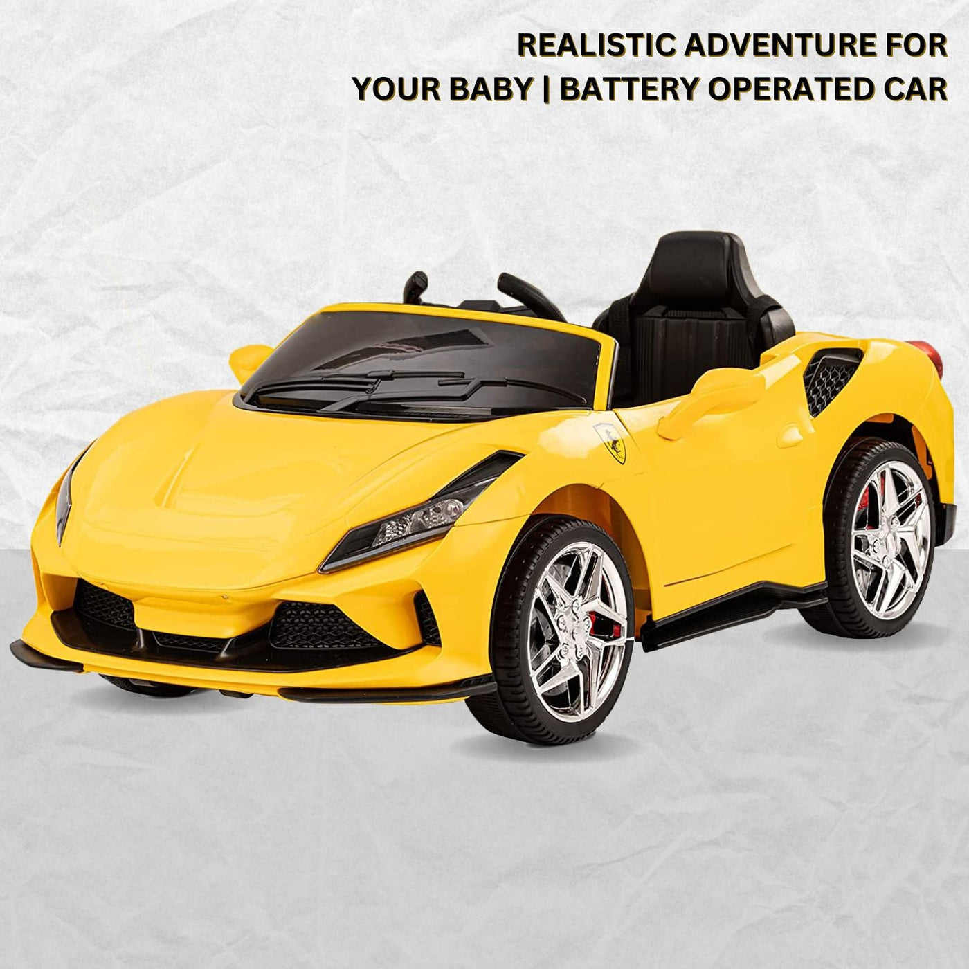 Baby Moo Ferrari F8 12V Battery Operated Ride On Car for Kids | Remote Control | Rechargeable Battery | USB MP3 Player | Ages 1-6 - Yellow