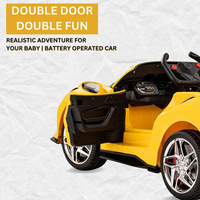 Baby Moo Ferrari F8 12V Battery Operated Ride On Car for Kids | Remote Control | Rechargeable Battery | USB MP3 Player | Ages 1-6 - Yellow
