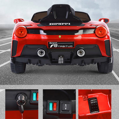 Baby Moo Ferrari F8 12V Battery Operated Ride On Car for Kids | Remote Control | Rechargeable Battery | USB MP3 Player | Ages 1-6 - Red