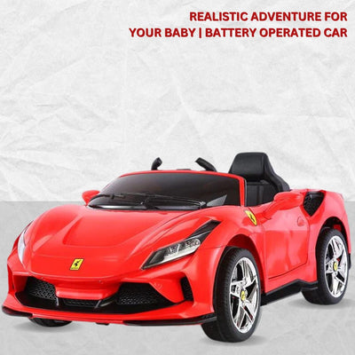 Baby Moo Ferrari F8 12V Battery Operated Ride On Car for Kids | Remote Control | Rechargeable Battery | USB MP3 Player | Ages 1-6 - Red