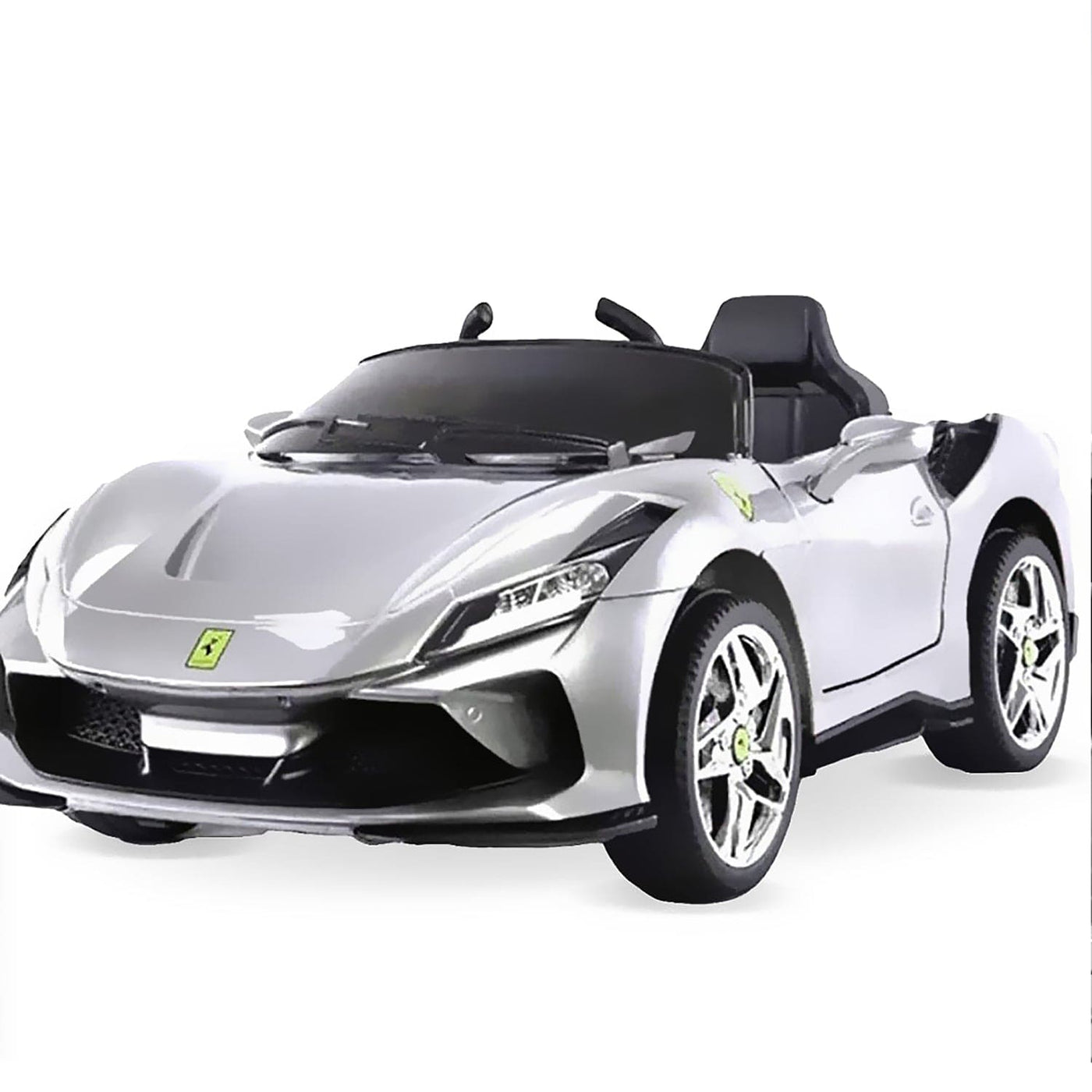 Baby Moo Ferrari F8 12V Battery Operated Ride On Car for Kids | Electric Car with Remote Control | Rechargeable Battery-Powered Toy with LED Lights, Music & USB Port | Age 2-8 - Silver