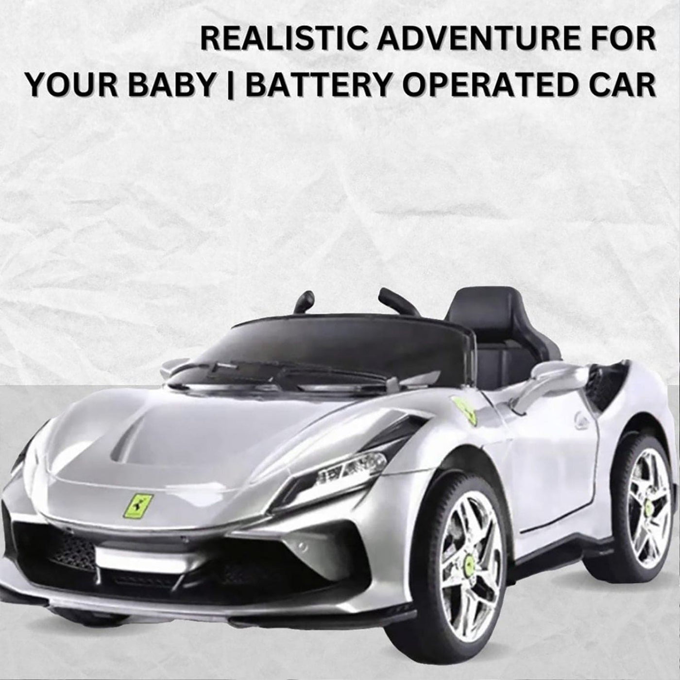 Baby Moo Ferrari F8 12V Battery Operated Ride On Car for Kids | Electric Car with Remote Control | Rechargeable Battery-Powered Toy with LED Lights, Music & USB Port | Age 2-8 - Silver