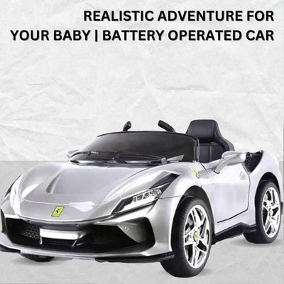 Baby Moo Ferrari F8 12V Battery Operated Ride On Car for Kids | Electric Car with Remote Control | Rechargeable Battery-Powered Toy with LED Lights, Music & USB Port | Age 2-8 - Silver