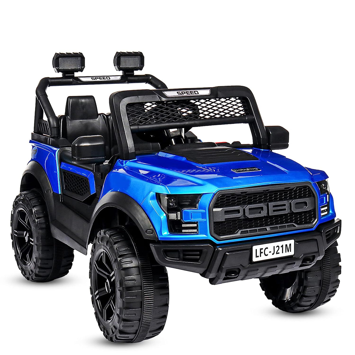 Baby Moo Pobo Electric Ride-On Car for Kids | Rechargeable Battery | Bluetooth Remote Control | USB MP3 Player | Double Seat | Age 2-6 - Blue