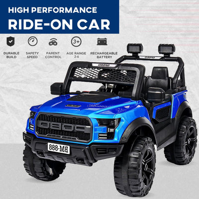 Baby Moo Pobo Electric Ride-On Car for Kids | Rechargeable Battery | Bluetooth Remote Control | USB MP3 Player | Double Seat | Age 2-6 - Blue