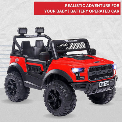 Baby Moo Pobo Electric Ride-On Car for Kids | Rechargeable Battery | Bluetooth Remote Control | USB MP3 Player | Double Seat | Age 2-6 - Red