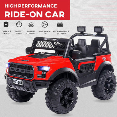Baby Moo Pobo Electric Ride-On Car for Kids | Rechargeable Battery | Bluetooth Remote Control | USB MP3 Player | Double Seat | Age 2-6 - Red