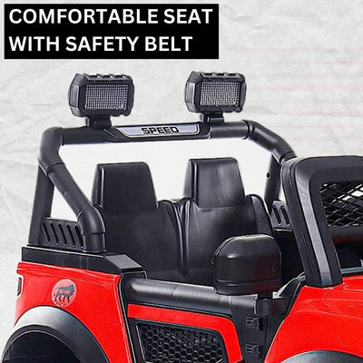 Baby Moo Pobo Electric Ride-On Car for Kids | Rechargeable Battery | Bluetooth Remote Control | USB MP3 Player | Double Seat | Age 2-6 - Red