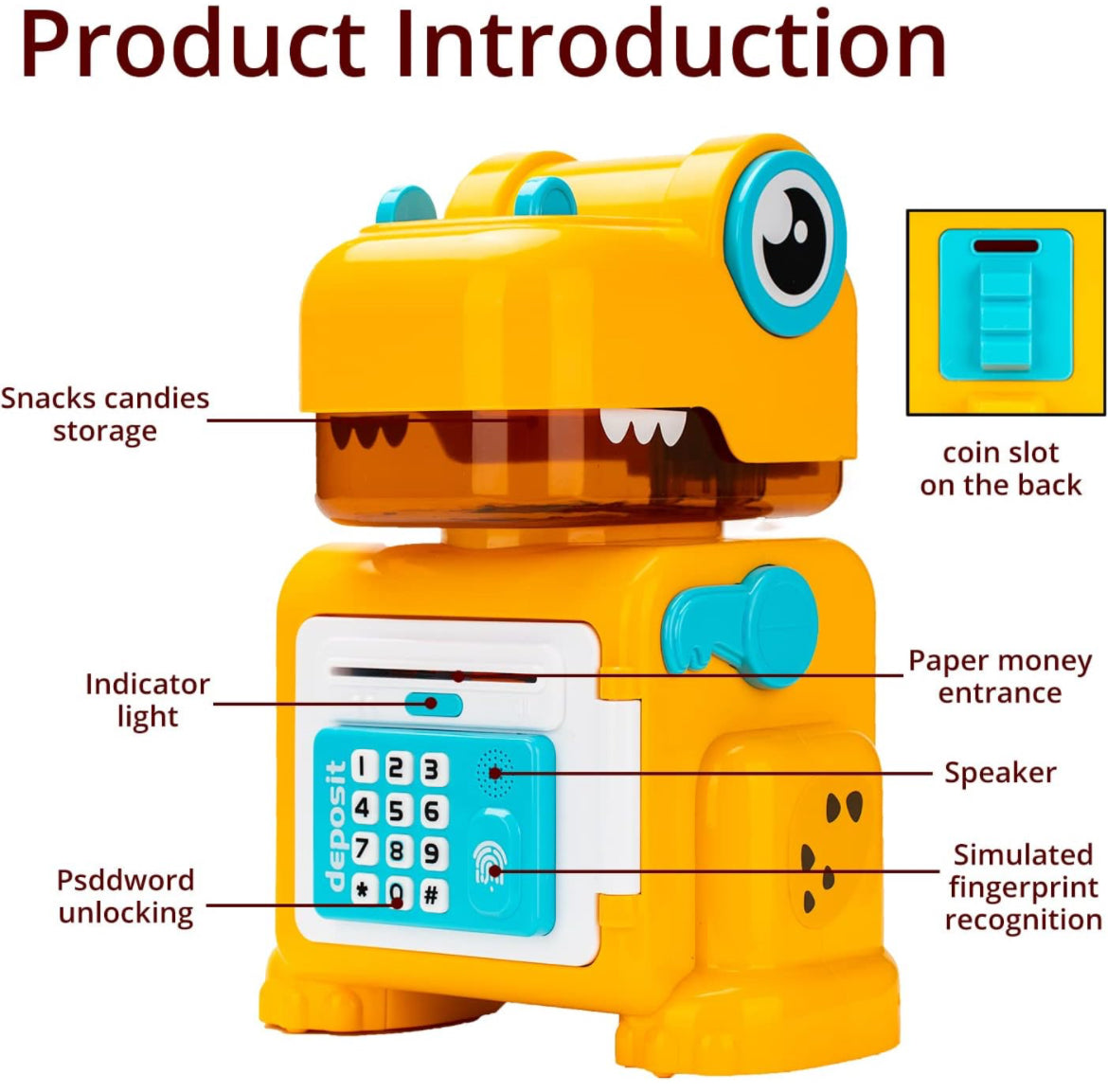 DINO piggy bank with storage for your kiddos! 🦖