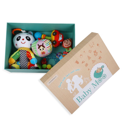 Newborn Play Kit With High Contrast Cards, Toy Rattles And Teethers 6 Items 0-12M - Multicolour