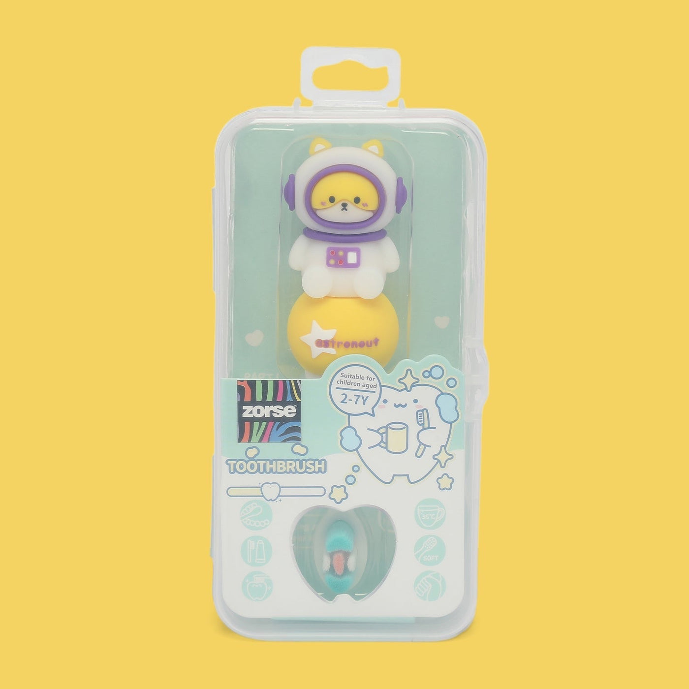 ZORSE baby toothbrush special curated for your child's teeth in style 2-7 year olds (random space bear-print)