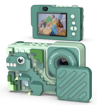Kids Camera Dinosaur for years 3 to 8 Years Digital Camera for Children with Building Block Dual Lens 2.4 Inch HD Screen 64GB inbuilt music player and games