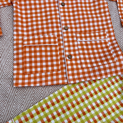 Bhaakur Organic Cotton Orange Checks Night Suit