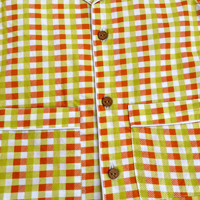 Bhaakur Organic Cotton Orange Green Checks Night Suit