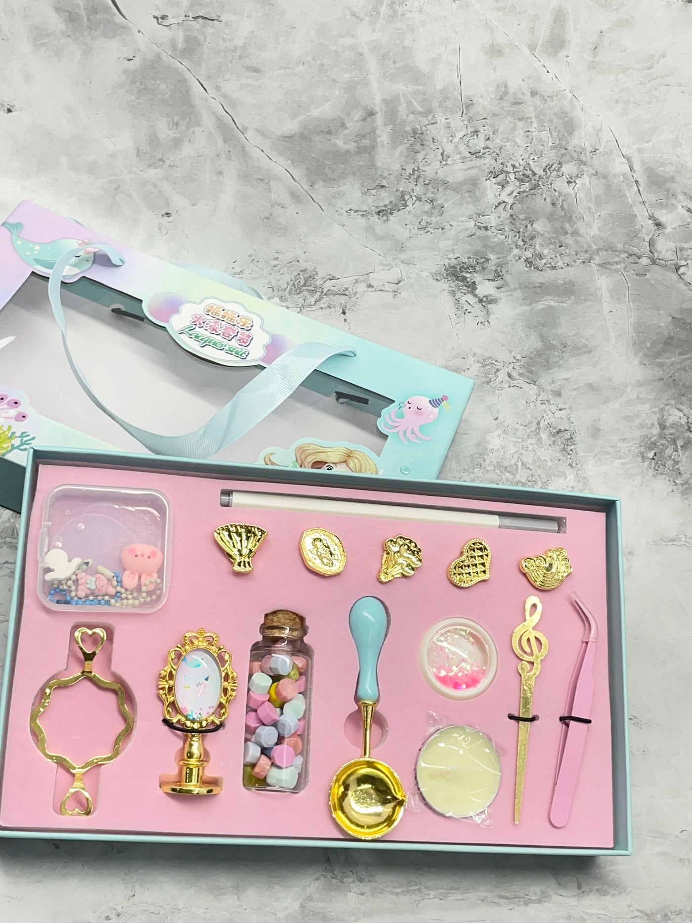 Mermaid premium DIY sealing wax stamp kit 15 pcs set
