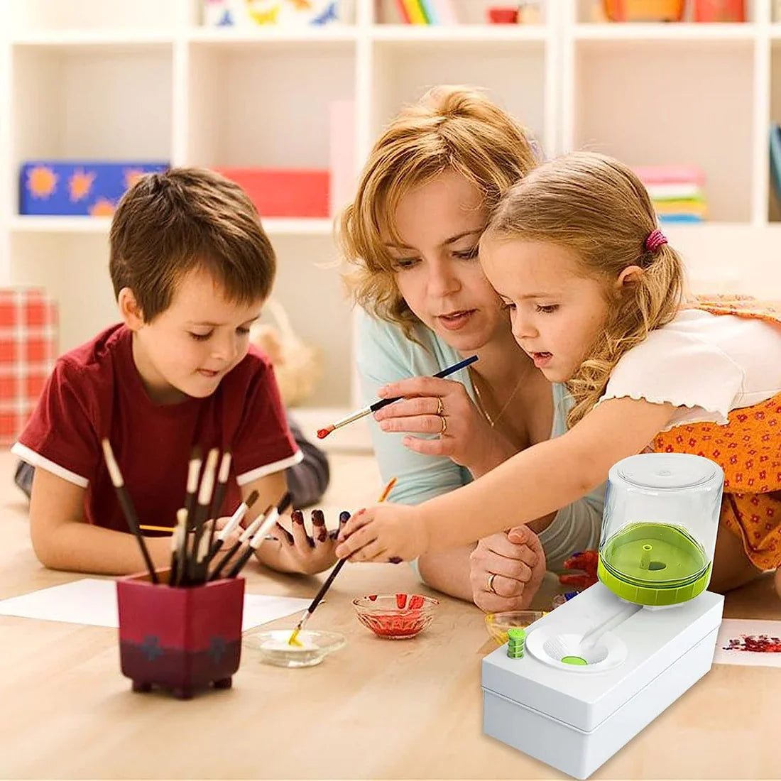 Multifunctional Paint Brush rinser with Fresh Water Cycle in every flush ( pink )