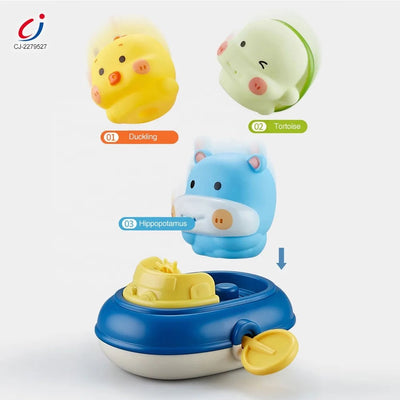 Bathtub water play floating squirt silicone animal scoop net swimming baby bath toys