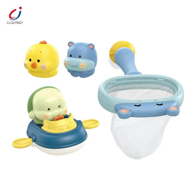 Bathtub water play floating squirt silicone animal scoop net swimming baby bath toys