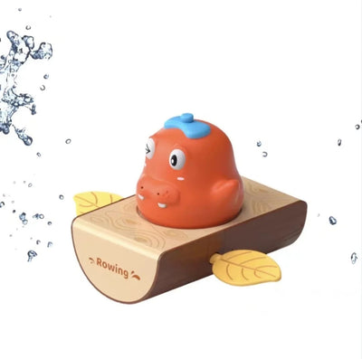 Floating paddle boat hippo and crocodile Bath Toy: Making Bath time Fun and Playful(1pc)