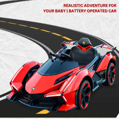 Baby Moo Lambo Ride-On Sports Car | 12V Kids Electric Toy Vehicle | Parental Remote Control | USB MP3 Player | Ages 1-6 - Red