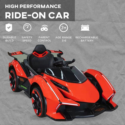 Baby Moo Lambo Ride-On Sports Car | 12V Kids Electric Toy Vehicle | Parental Remote Control | USB MP3 Player | Ages 1-6 - Red