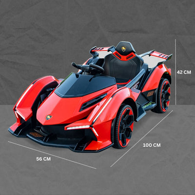 Baby Moo Lambo Ride-On Sports Car | 12V Kids Electric Toy Vehicle | Parental Remote Control | USB MP3 Player | Ages 1-6 - Red