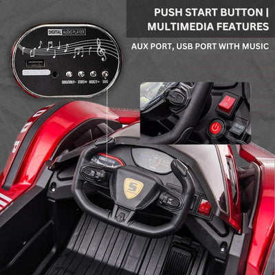 Baby Moo Lambo Ride-On Sports Car | 12V Kids Electric Toy Vehicle | Parental Remote Control | USB MP3 Player | Ages 1-6 - Red