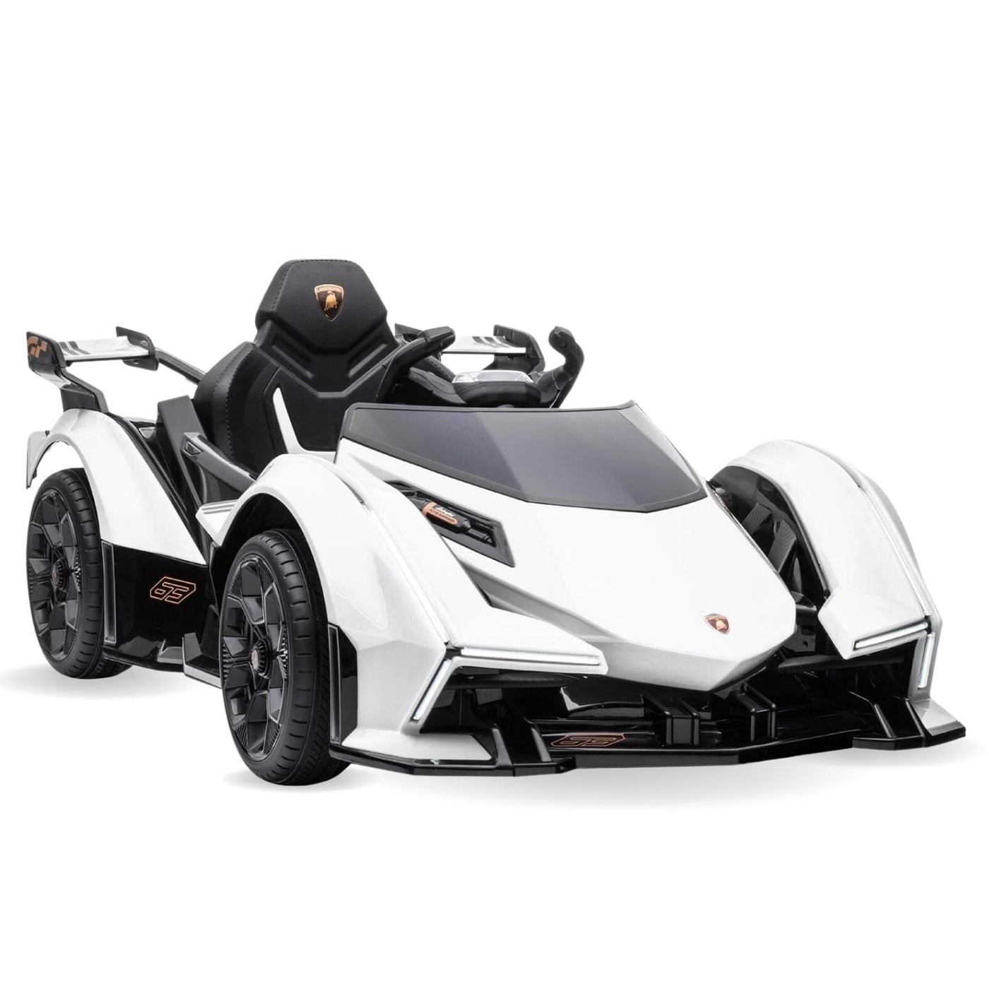 Baby Moo Lambo Ride-On Sports Car | 12V Kids Electric Toy Vehicle | Parental Remote Control | USB MP3 Player | Ages 1-6 - White