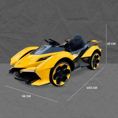 Baby Moo Lambo Ride-On Sports Car | 12V Kids Electric Toy Vehicle | Parental Remote Control | USB MP3 Player | Ages 1-6 - Yellow
