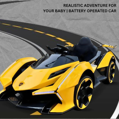 Baby Moo Lambo Ride-On Sports Car | 12V Kids Electric Toy Vehicle | Parental Remote Control | USB MP3 Player | Ages 1-6 - Yellow