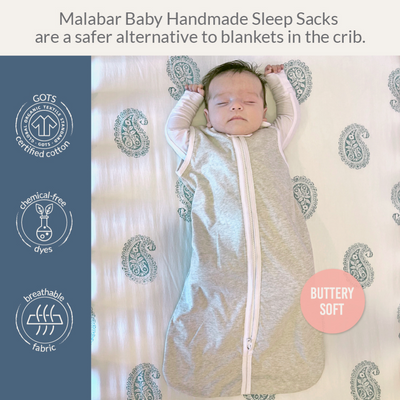 Malabar Baby Melange Wearable Baby Sleep Sack - Mint 0.6 TOG