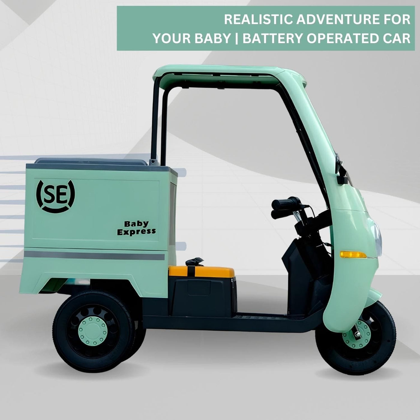 Baby Moo Smart Ride on 3-Wheeler Electric Van - 12V Rechargeable Battery-Powered Transport Vehicle with Music & Lights - Green