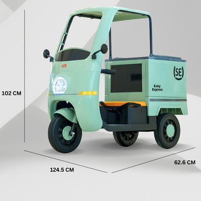 Baby Moo Smart Ride on 3-Wheeler Electric Van - 12V Rechargeable Battery-Powered Transport Vehicle with Music & Lights - Green