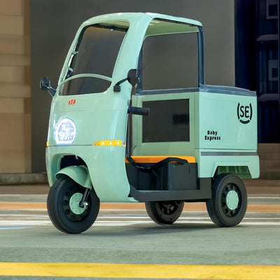 Baby Moo Smart Ride on 3-Wheeler Electric Van - 12V Rechargeable Battery-Powered Transport Vehicle with Music & Lights - Green